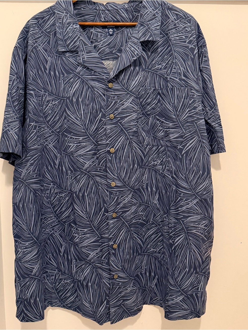 Men’s 3X Tropical Resortwear Vacation Botanical Print Lightweight Button Down